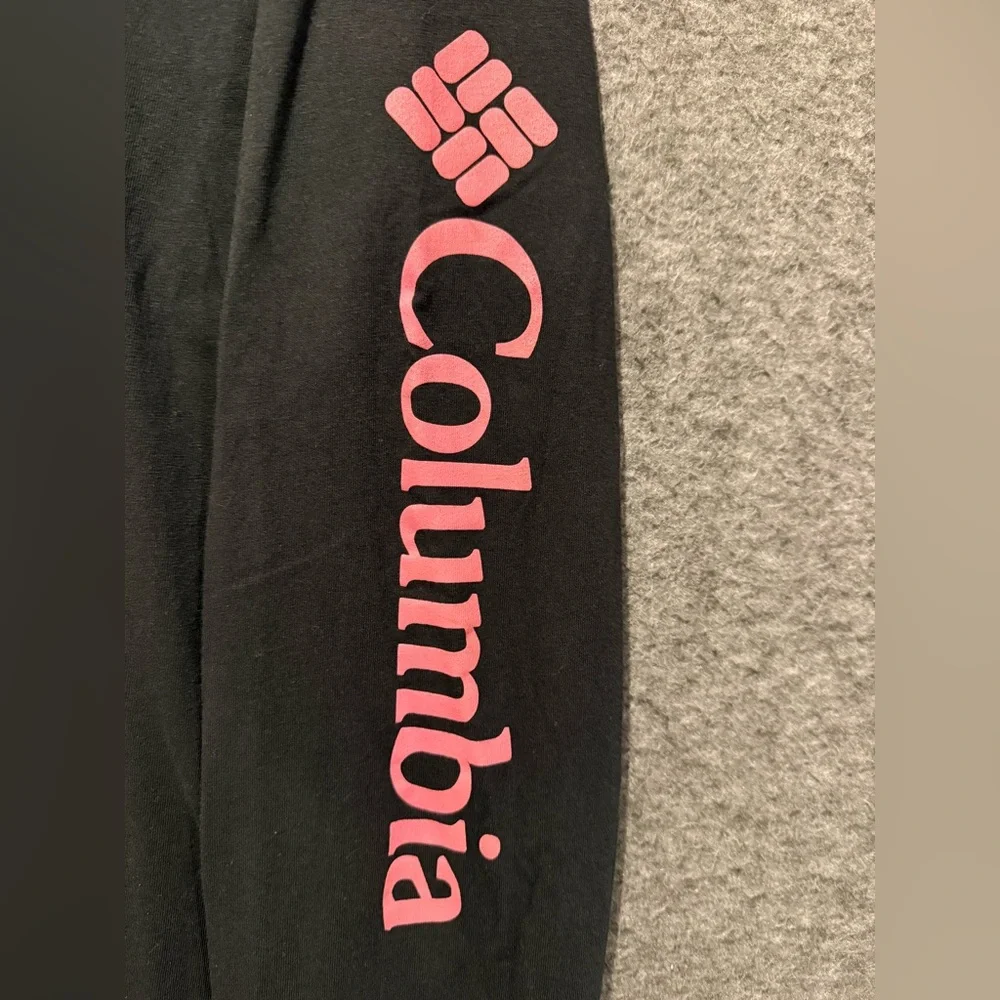 Columbia Graphic Long Sleeve Shirt Mens L black pink Find Your Path Logo Sleeve